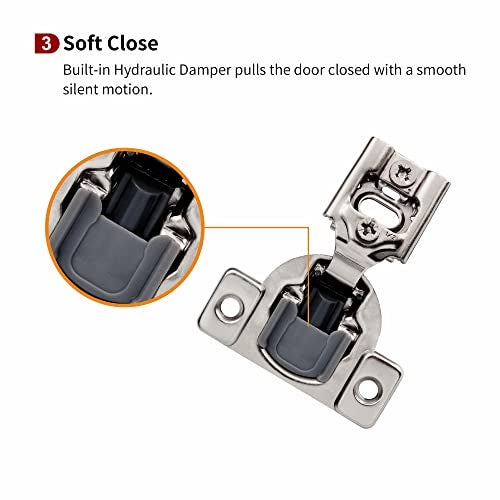 STIANC 10 Pack 1/2" Overlay 2D Soft Close Hinges for Face Frame Kitchen Cabinet, 3 Way Adjustability, Quiet Self-Shut Door,105 Degree - Image 4
