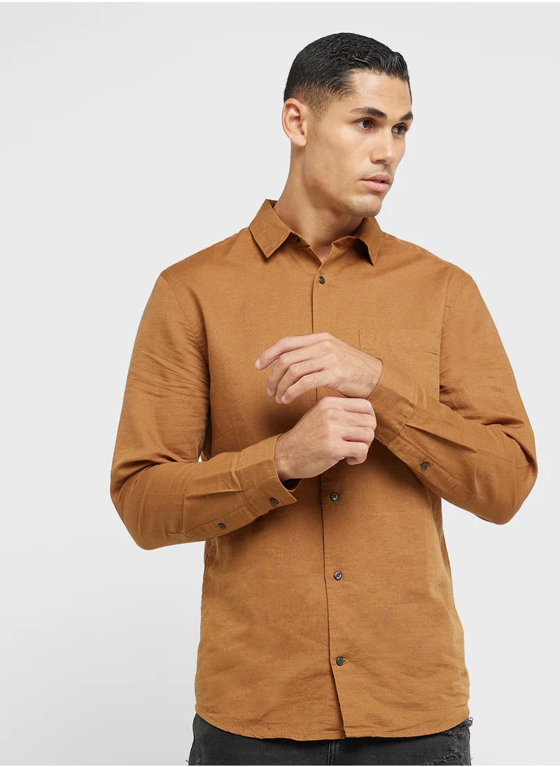 CALVIN KLEIN Linen Cotton Regular  Shirt