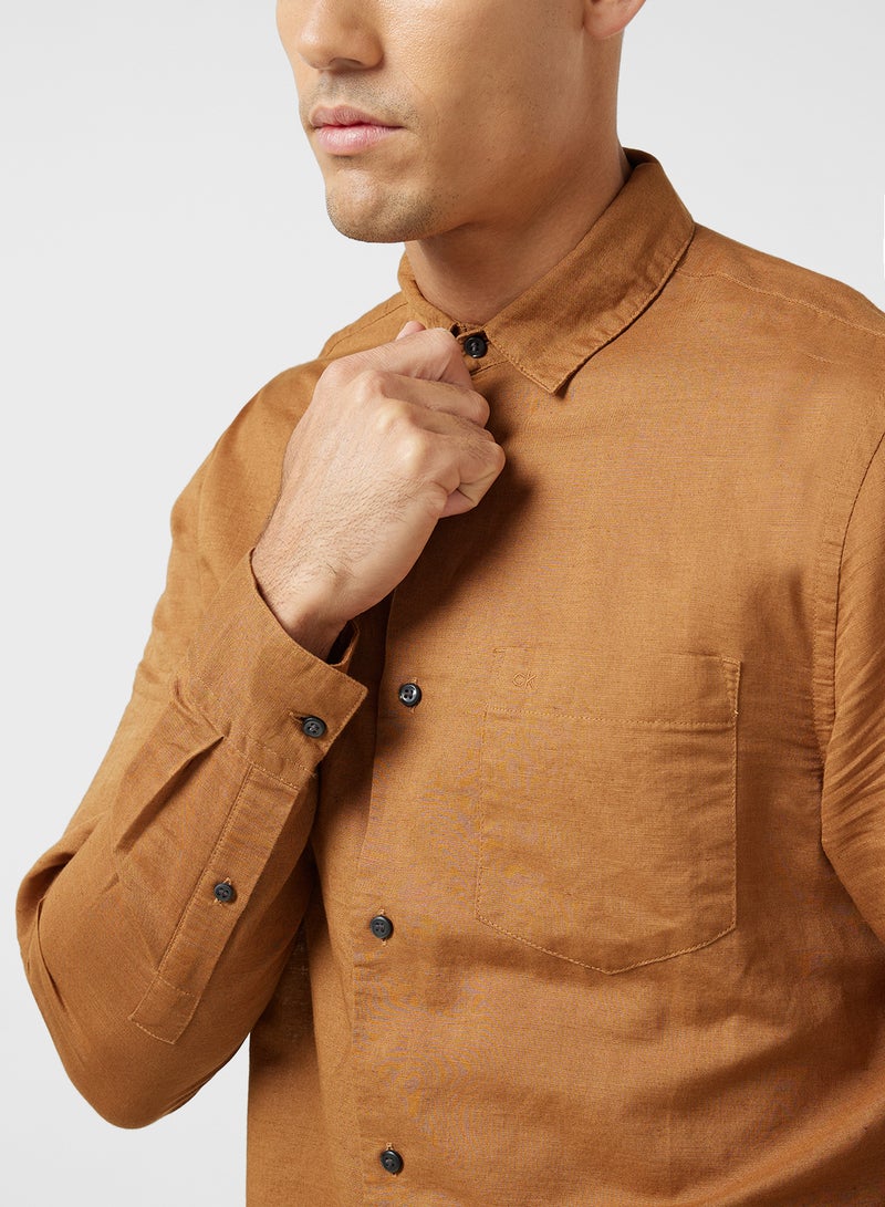 CALVIN KLEIN Regular Fit Linen Cotton Long Sleeve Shirt  - Image 3