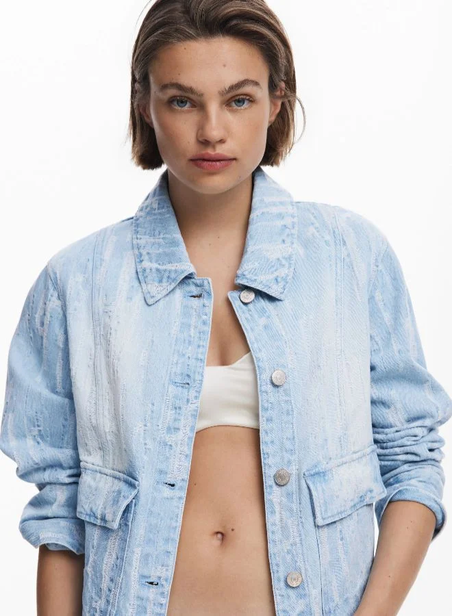 DESIGUAL Blue Denim Jacket With Pockets for Women | Best Price UAE