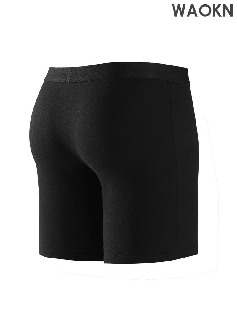 WAOKN Men's 5-Pack Boxer Briefs - Mid-Rise, New Skin friendly Soft Men Underwear briefs, High Elasticity Men's Sort Briefs  Comfortable Fashion Anti-Chafing Stretch Cotton, Stretch Cotton Moisture-Wicking Athletic Underwear in Pure Black - Image 3