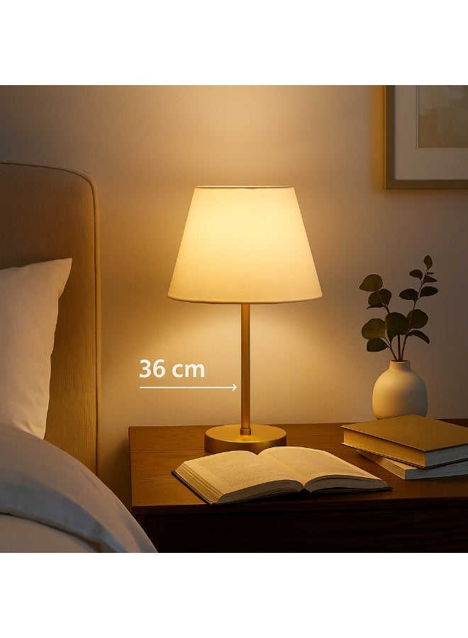 Modern Table Lamp with Gold Metal Base and Elegant Fabric Shade – Decorative Lighting for Bedroom & Living Room - Image 1