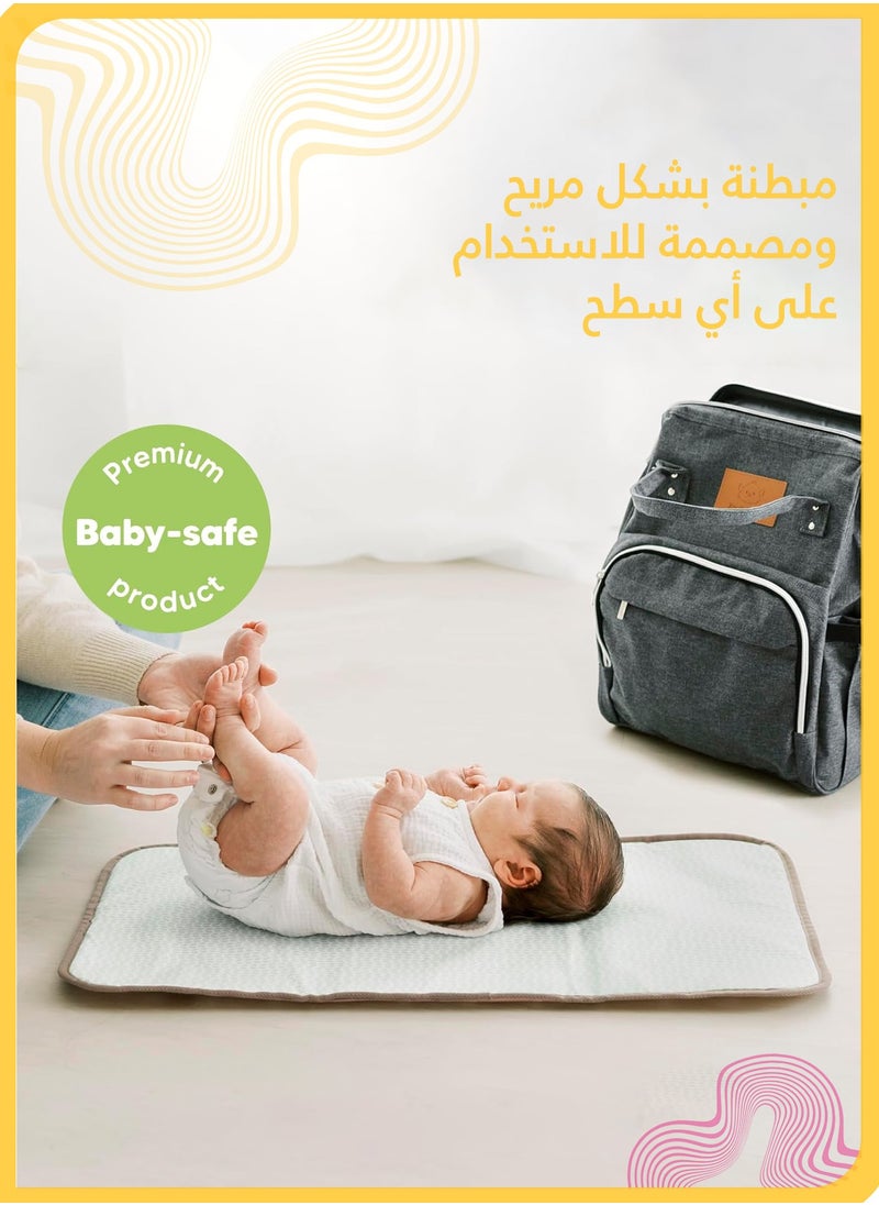 She&Little Foldable Waterproof Diaper Changing Pad, Portable Baby Changing Mat for Travel, Soft Padded Changing Table Pad for Infants (Beige)  - Image 2