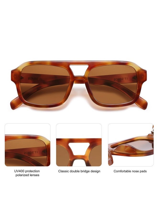 Sojos Retro Aviator Sunglasses For Womens Mens Polarized Trendy Rectangle Designer Inspired Shades 80S 90S Sun Glasses Sj2342  - Image 4