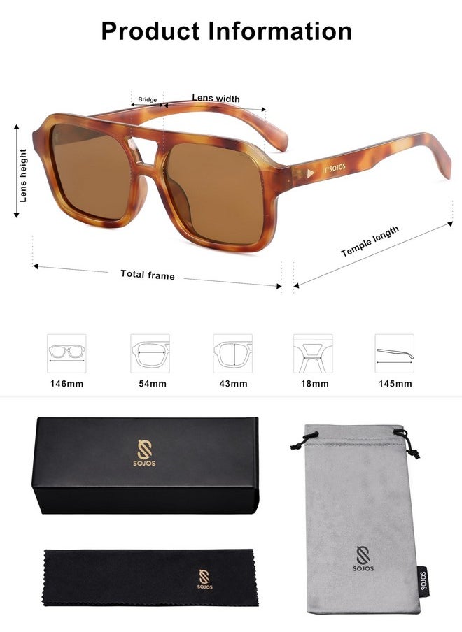 Sojos Retro Aviator Sunglasses For Womens Mens Polarized Trendy Rectangle Designer Inspired Shades 80S 90S Sun Glasses Sj2342  - Image 5