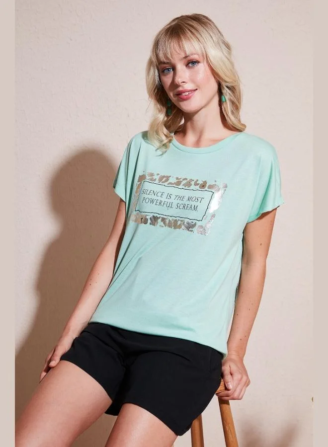 Lela Lela Printed Crew Neck Regular Fit T-Shirt Women's T-Shirt 6671007