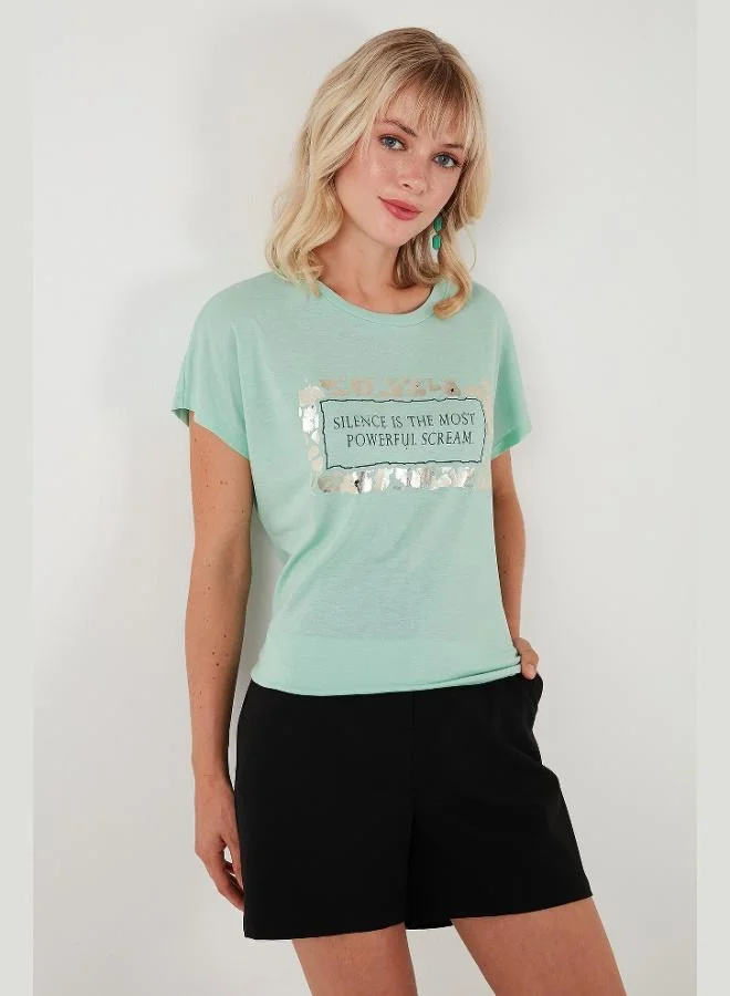 Lela Lela Printed Crew Neck Regular Fit T-Shirt Women's T-Shirt 6671007