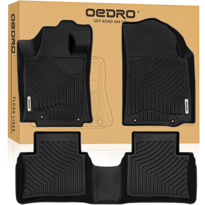 OEDRO Floor Mats Fit for 20142015 Nissan Altima  20162020 Nissan Maxima Unique Black TPE AllWeather Guard Includes 1st and 2nd Row Front Rear Full Set Liners