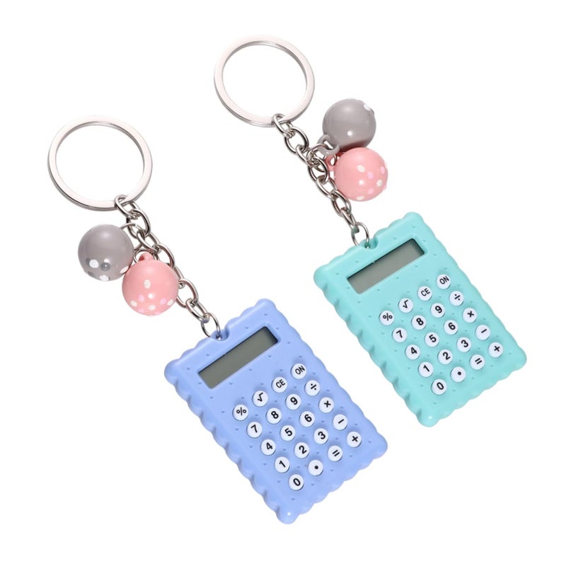 2Pcs Mini Keychain Calculator Portable Electronic School Supplies For Kids Learning - Image 2