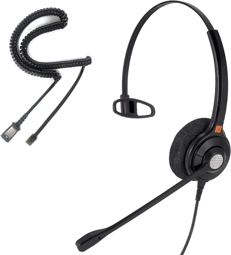 IPD Phone Headset for Office and Call Center Wired QD to RJ9, IPH-210 monaural-Compatible with Polycom VVX,Avaya,Nortel,NEC,Fanvil,Mitel landline Phones - Image 1