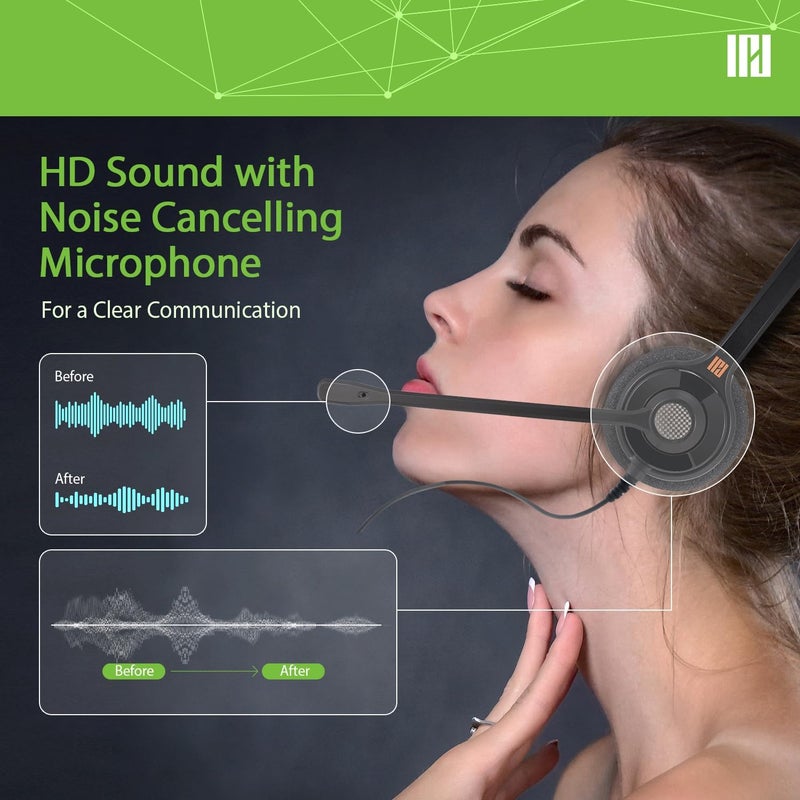 IPD Phone Headset for Office and Call Center Wired QD to RJ9, IPH-210 monaural-Compatible with Polycom VVX,Avaya,Nortel,NEC,Fanvil,Mitel landline Phones - Image 4