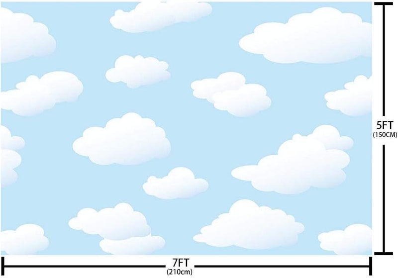 BPA® Blue Sky Backdrop Cloud Cartoon Birthday Party Decoration Backdrop for Boy Kids World Travel Aviator Step and Repeat Dessert Baby Shower Photography Background Banner Studio photo props 7x5ft - Image 4