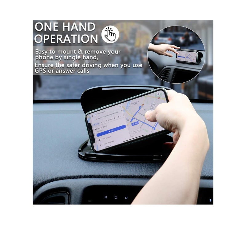 Zikra Car Dash Phone Holder, Silicone Clamshell Cell Phone Holder Mount Stands for Car Dashboard, Vehicle GPS Mount Compatible with iPhone, GPS, Galaxy, and Smartphones, Automobile Cradles Universal-Black - Image 5