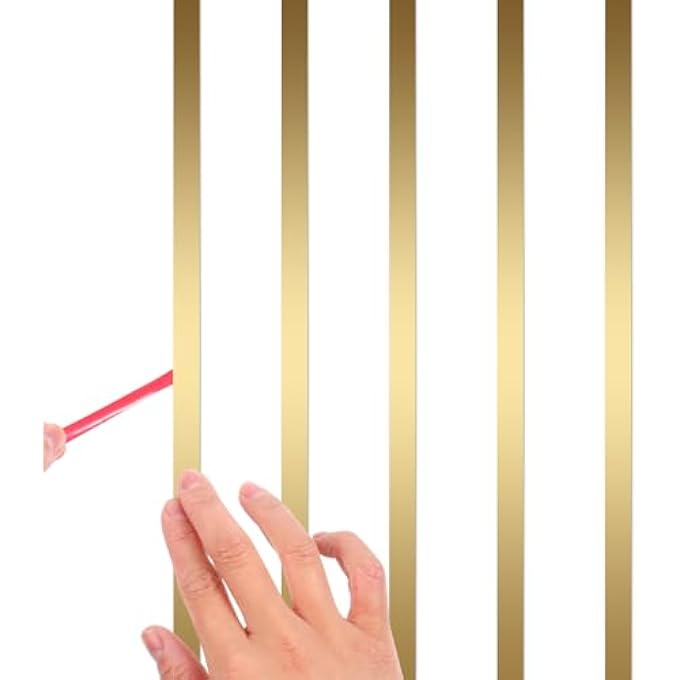 5M GOLD METALIZED BRUSHED FINISH MOLDING TRIM FLEXIBLE MOULDING WALL TRIM PEEL AND STICK STRIP GOLD SEQUIN TRIM FOR MIRROR FRAME WALL CABINET AND HOME DIY DECORATION(16.4 FT X 0.39 INCH) - Image 1