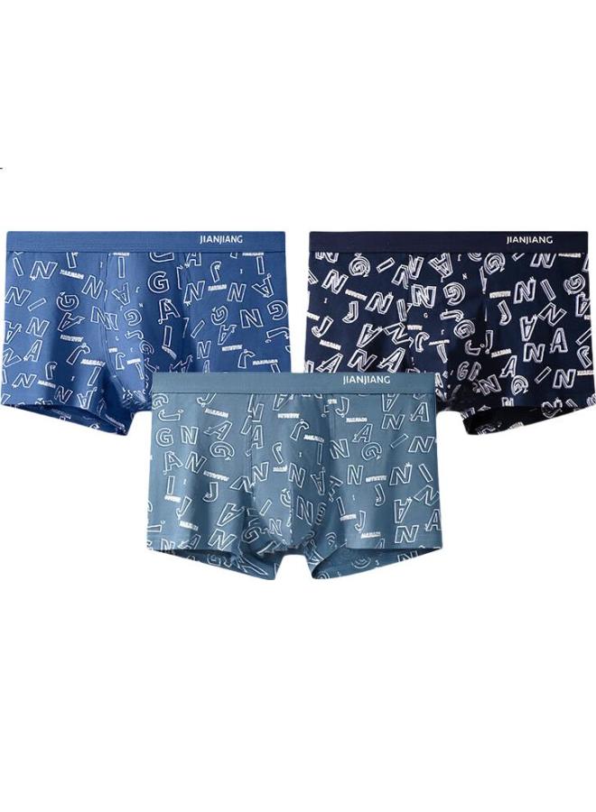 Athlete Jianjiang Men'S Cotton Boxer Briefs 7A Antibacterial Printed Long-Staple Xinjiang Cotton Underwear 3-Pack - Image 2