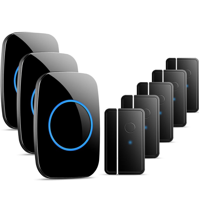 Full House Door Chime When Door Opens FullHouse Door Sensor Wireless Entry Alarm with 1000ft Range 60 Chimes and 5 Volume Levels for BusinessStoreHomeOffice Black 5 Sensor 3 Receiver - Image 2