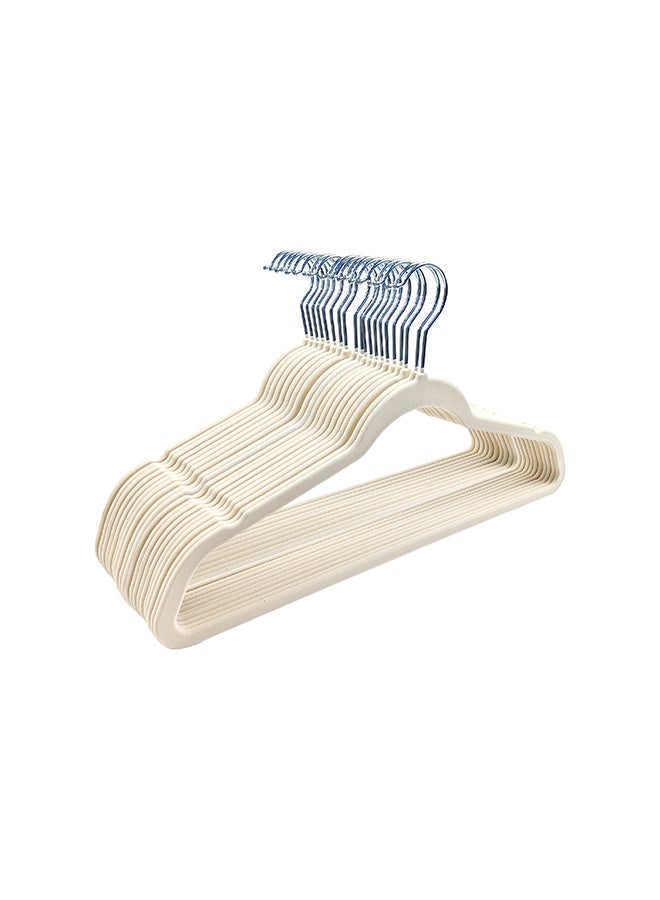 Noon East Pack of 2 - 20 Piece Non-Slip Ultra Slim Velvet Hanger, Set Made In Sturdy Material For Closet Organization in Light Beige, 44.5x23.5cm - Image 2