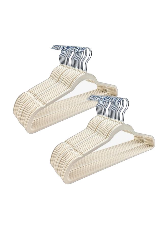 Noon East Pack of 2 - 20 Piece Non-Slip Ultra Slim Velvet Hanger, Set Made In Sturdy Material For Closet Organization in Light Beige, 44.5x23.5cm - Image 1