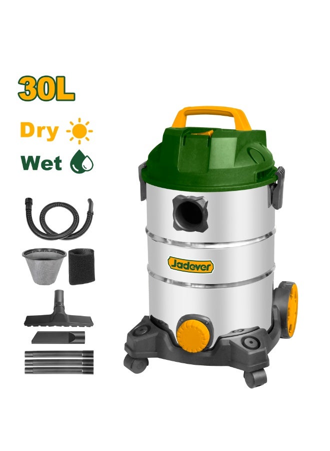 JADEVER 30L Wet & Dry Vacuum Cleaner, Stainless Steel Tank, Powerful Suction & Multi-Surface Cleaning for Home, Garage & Car - Image 1