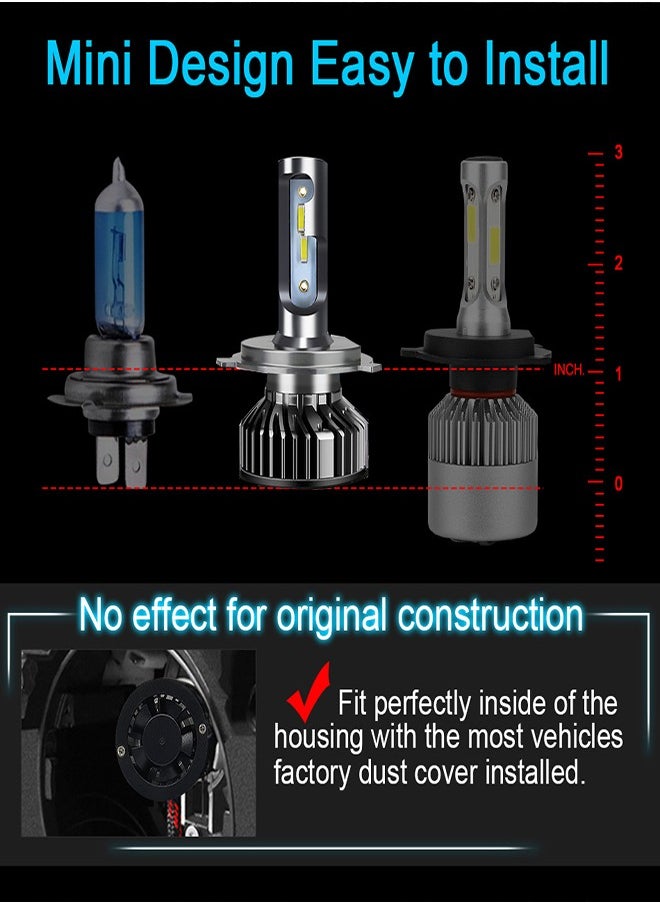 TBS - 2-Piece Car Led Headlight Led Bulbs 360° Adjustable High and Low Beam Conversion Kit Bright Super Bright Replacement Plug-N-Play All-In-One Conversion Kit H4 H7 H11 9005 9006 20W 6000K 12000LM - Image 1