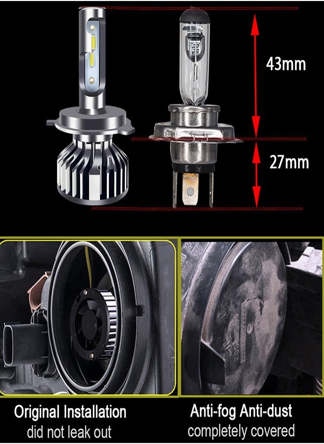 TBS - 2-Piece Car Led Headlight Led Bulbs 360° Adjustable High and Low Beam Conversion Kit Bright Super Bright Replacement Plug-N-Play All-In-One Conversion Kit H4 H7 H11 9005 9006 20W 6000K 12000LM - Image 1
