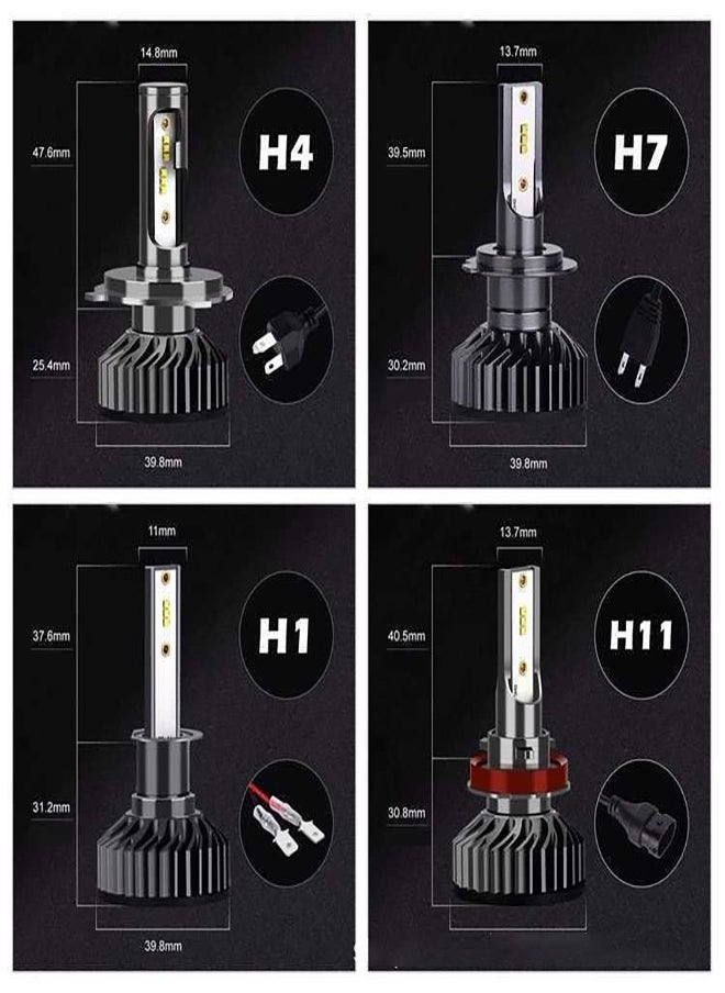 TBS - 2-Piece Car Led Headlight Led Bulbs 360° Adjustable High and Low Beam Conversion Kit Bright Super Bright Replacement Plug-N-Play All-In-One Conversion Kit H4 H7 H11 9005 9006 20W 6000K 12000LM - Image 1