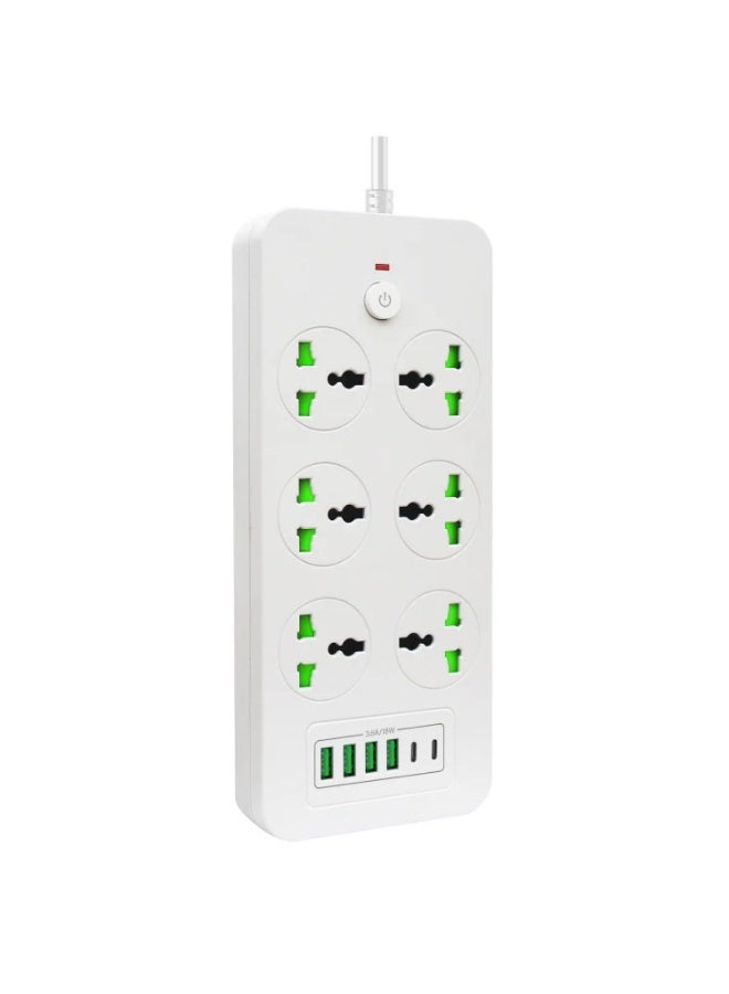 PROMASS 2500W Anti-Static Power Socket with 6 Universal Outlets, 4 USB Ports, and 2 Type-C PD Ports - Defender Series - Image 1