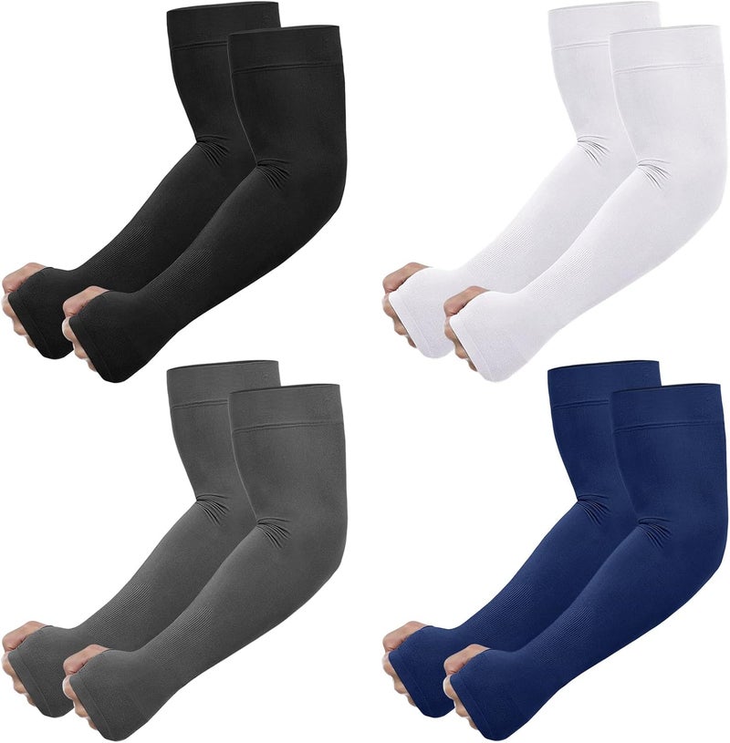 Newbyinn UV Sun Protection Arm Sleeves with Thumb Hole for Men Women Youth, Cooling Sleeve to Cover Tattoo, Mid-Compression - Image 1
