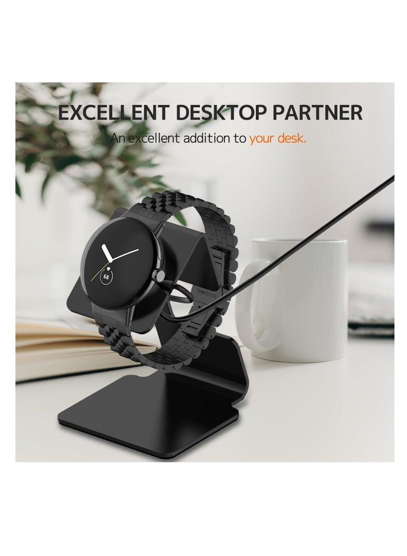 SYOSI Charging Stand Compatible for Google Pixel Watch 3 / Pixel Watch 2, Charger Stand Aluminum, Metal Dock for Fitbit Ace LTE Charger Pixel Watch 3 Charger for Google Pixel Watch 3 Accessories - Black  - Image 1