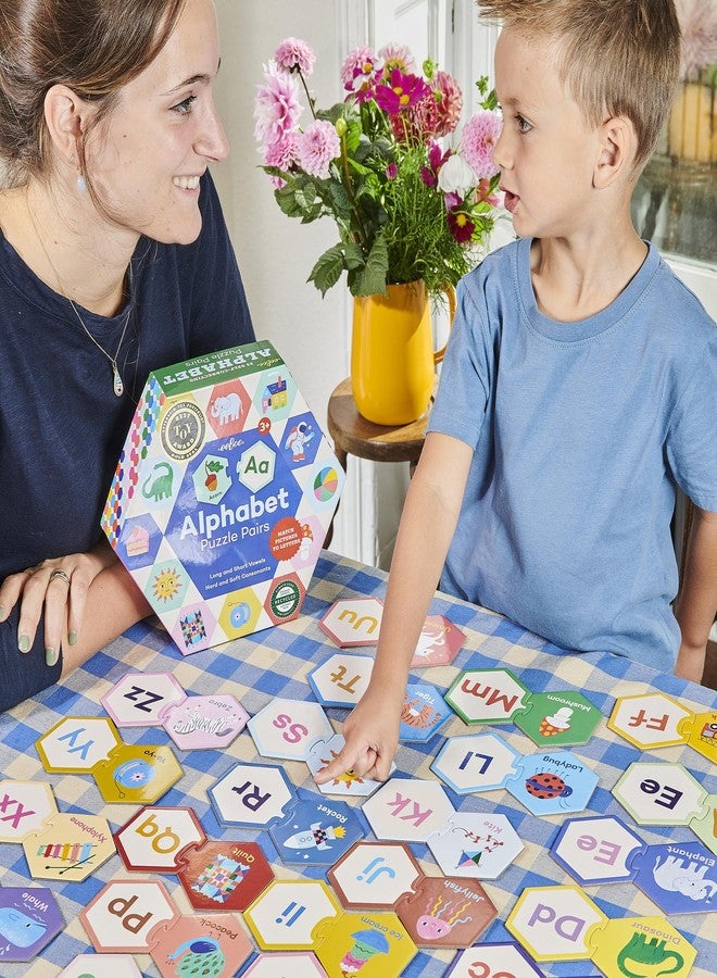eeBoo Hexagon Puzzle Pairs - Alphabet, 33 Self-Correcting Pairs, Match Pictures to Letters, Pre-Reading Activity for Preschool Kids Ages 3 and up - Image 5