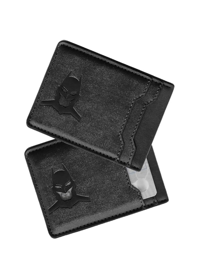 قطعتان محفظة بطاقات رقيقة من الجلد مع قناع البطل هدية للزوج والابن والصديق والحبيب في الذكرى والمناسبات الخاصة - Image 1