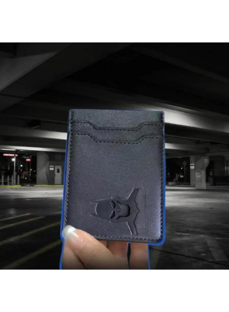 قطعتان محفظة بطاقات رقيقة من الجلد مع قناع البطل هدية للزوج والابن والصديق والحبيب في الذكرى والمناسبات الخاصة - Image 2