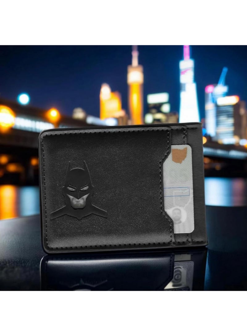 قطعتان محفظة بطاقات رقيقة من الجلد مع قناع البطل هدية للزوج والابن والصديق والحبيب في الذكرى والمناسبات الخاصة - Image 4