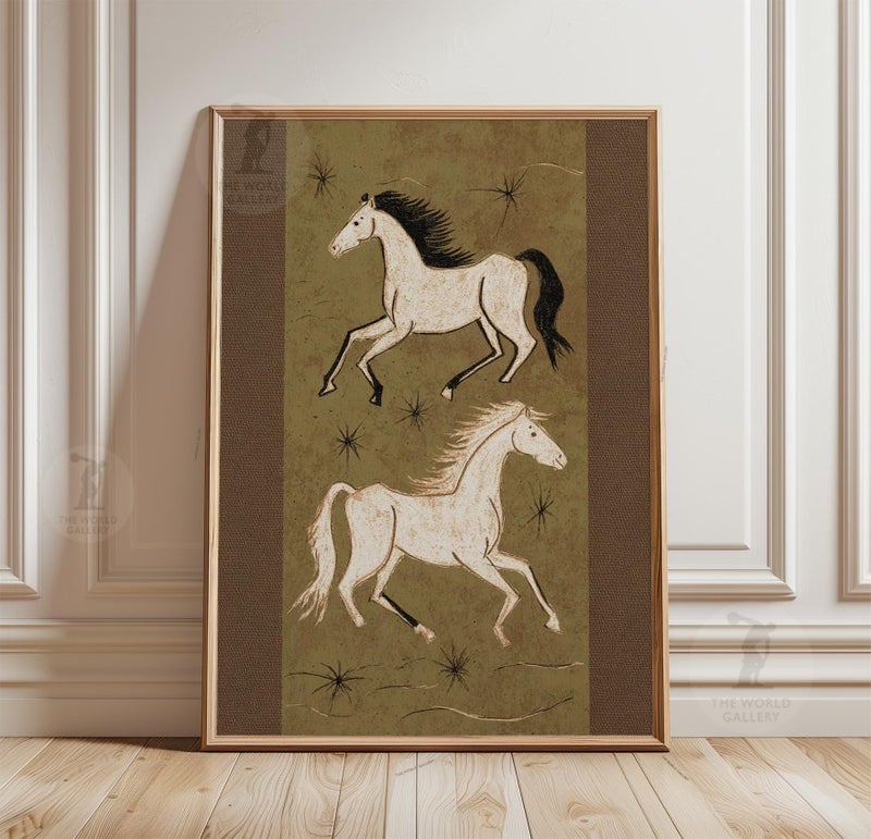 TNESSENTIAL Celestial Horse Poster | Folk Art Star Wall Art | Mystical Animal Illustration Print - Image 1