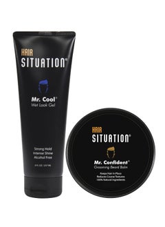 Hair Situation Hair Situation Mr. Cool Wet Look Strong Hold Gel and Mr. Confident Beard Balm All-Natural Ingredients  - Image 1
