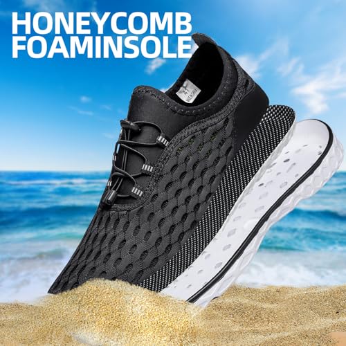 DOUSSPRT Women's Water Shoes Quick Drying Sports Aqua Shoes Blackwhite Size 7 - Image 4