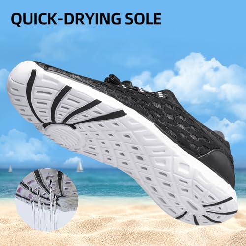 DOUSSPRT Women's Water Shoes Quick Drying Sports Aqua Shoes Blackwhite Size 7 - Image 2