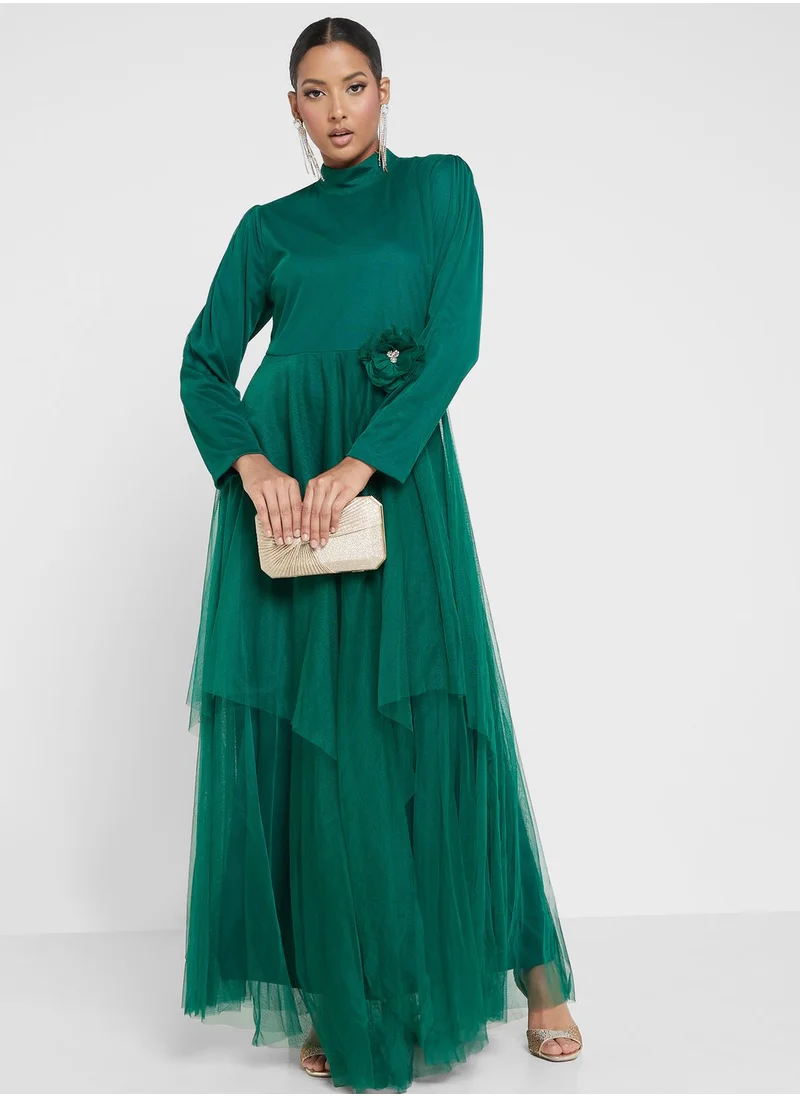 Khizana Waist Detail Tulle Dress