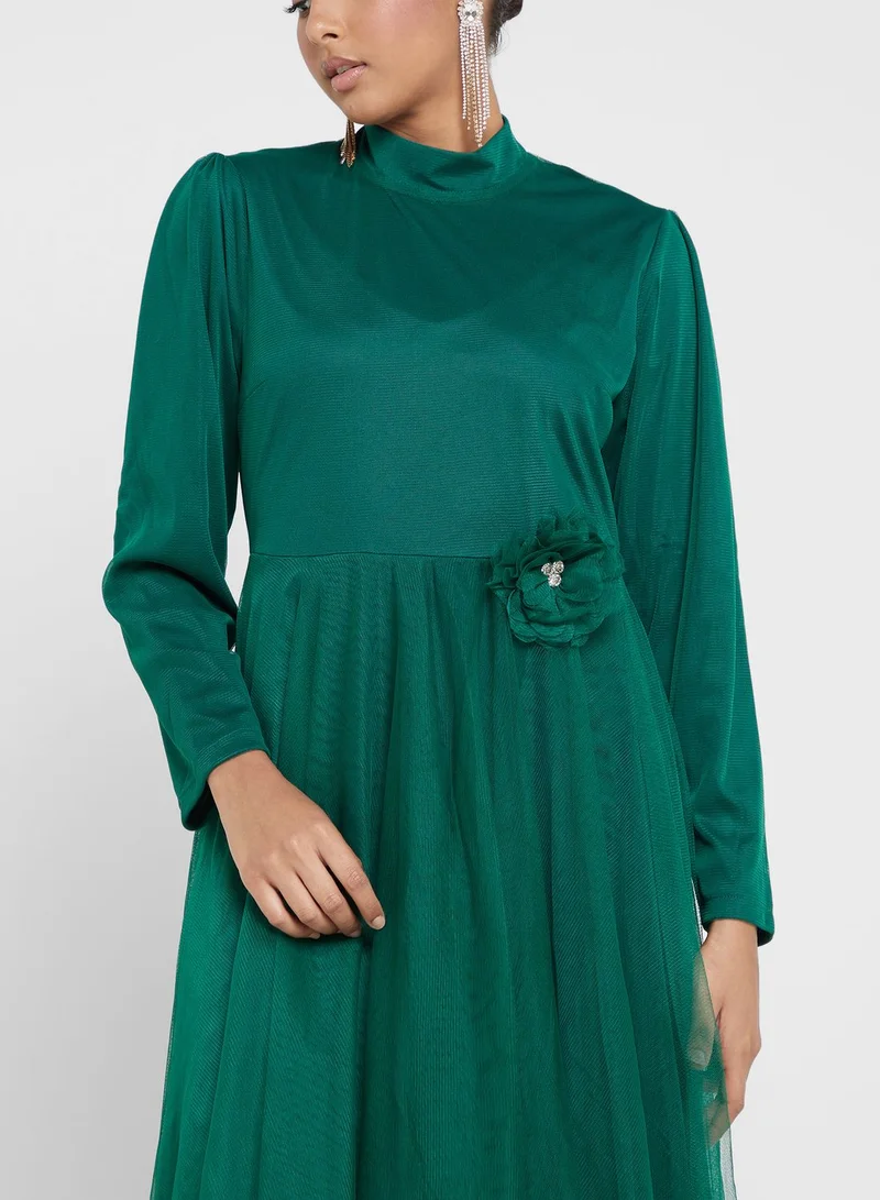 Khizana Emerald Tulle Dress