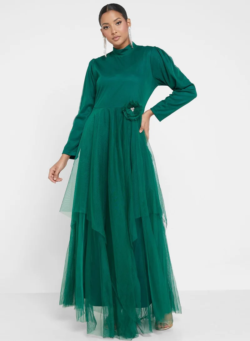 Khizana Emerald Tulle Dress