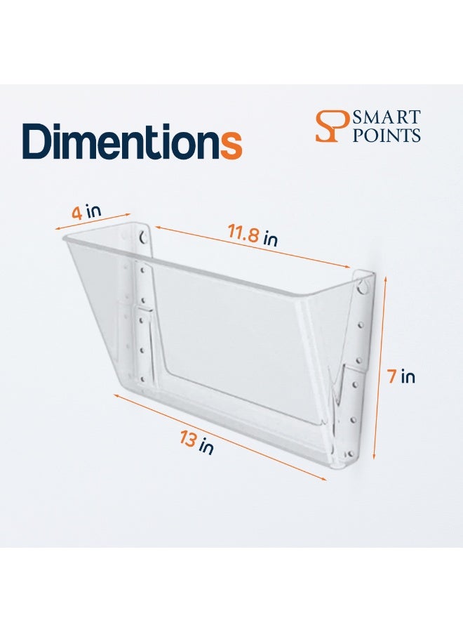 "سمارت بوينتس  " منظم ملفات جداري أكريليك شفاف  – طقم 6 حوامل للملفات والوثائق | تصميم جداري شفاف بمساحات واسعة | 33 × 18 × 10 سم | مناسب للمكتب، المدرسة، المنزل - Image 3