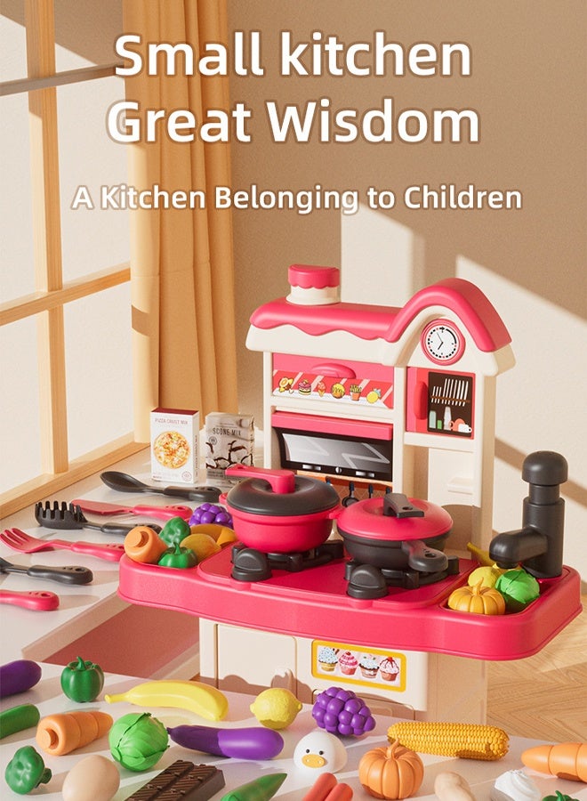 مجموعة ألعاب مطبخ تظاهرية، مجموعة محاكاة طبخ صغيرة للأطفال، مجموعة ألعاب مطبخ صغيرة للأطفال، محطة تفاعلية للطبخ التظاهري للأطفال الصغار، مجموعة ألعاب مطبخ للأطفال مع حوض لعب، بخاخ، ضوء وصوت واقعيين، مع أدوات مطبخ ونموذج فاكهة للبنات والأولاد. - Image 4