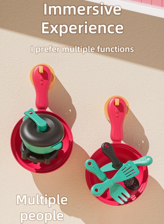 مجموعة ألعاب مطبخ تظاهرية، مجموعة محاكاة طبخ صغيرة للأطفال، مجموعة ألعاب مطبخ صغيرة للأطفال، محطة تفاعلية للطبخ التظاهري للأطفال الصغار، مجموعة ألعاب مطبخ للأطفال مع حوض لعب، بخاخ، ضوء وصوت واقعيين، مع أدوات مطبخ ونموذج فاكهة للبنات والأولاد. - Image 5