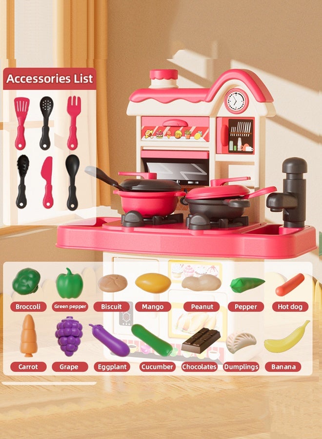 مجموعة ألعاب مطبخ تظاهرية، مجموعة محاكاة طبخ صغيرة للأطفال، مجموعة ألعاب مطبخ صغيرة للأطفال، محطة تفاعلية للطبخ التظاهري للأطفال الصغار، مجموعة ألعاب مطبخ للأطفال مع حوض لعب، بخاخ، ضوء وصوت واقعيين، مع أدوات مطبخ ونموذج فاكهة للبنات والأولاد. - Image 3