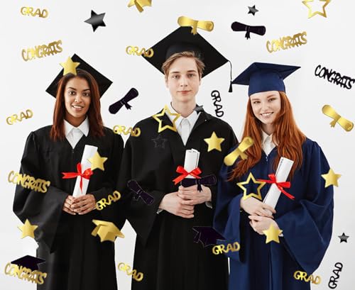 KALOR Gold and Black Graduation Confetti 2025, 1000 Pcs Grad Confetti Class of 2025 Party Table Centerpiece for 2025 Graduation Party Supplies - Image 4