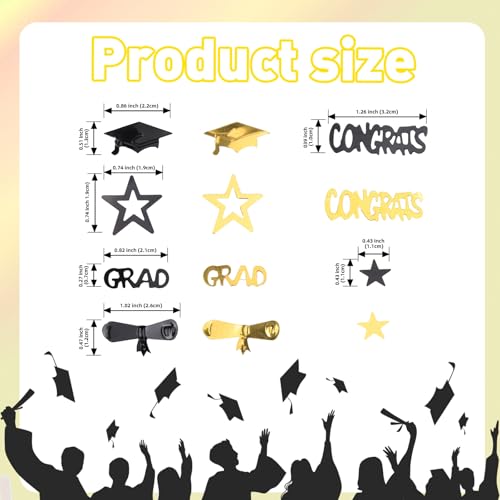 KALOR Gold and Black Graduation Confetti 2025, 1000 Pcs Grad Confetti Class of 2025 Party Table Centerpiece for 2025 Graduation Party Supplies - Image 2