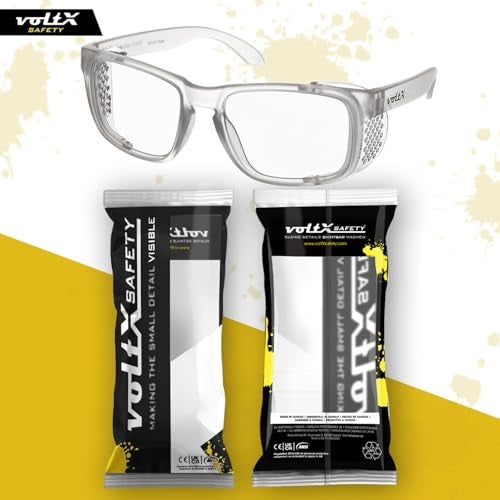 voltX 'Crystal' Full Lens Magnified Reading Safety Glasses, ANSI Z87.1+ & CE EN166F, (+1.0 Dioptre, Clear Lens) - Anti Fog Coated UV400 Lens - Image 5