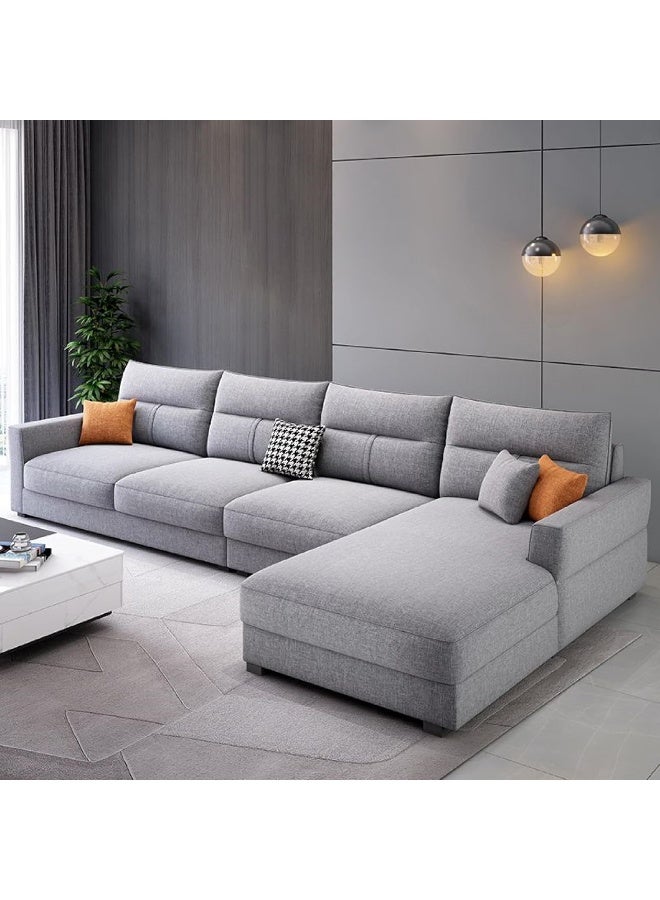 Zayn comforts Modern L-Shaped Living Room Sofa with Chaise and Concealed Support (Light Grey, LEFT BED) - Image 1