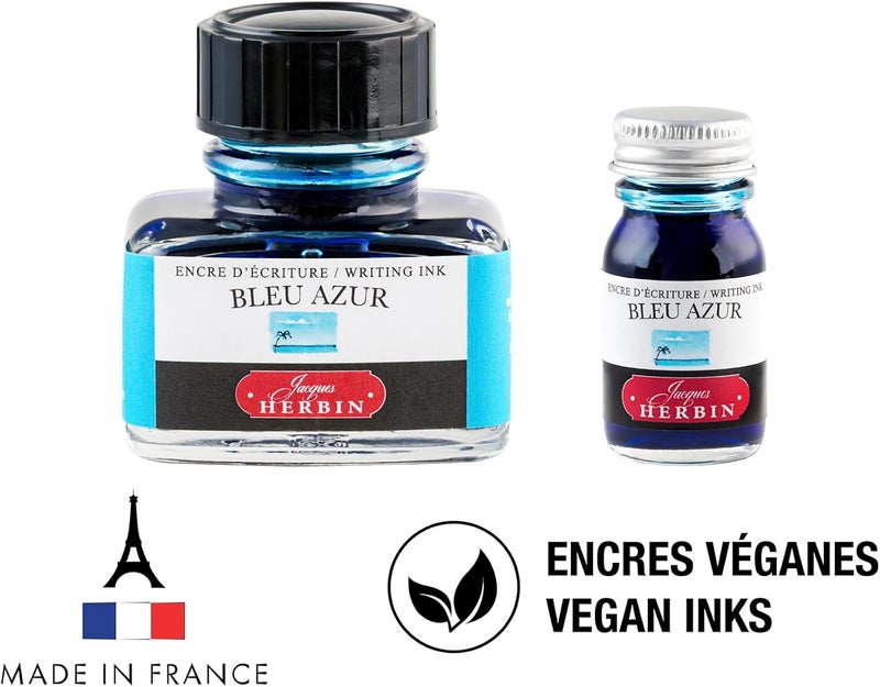 Jacques Herbin Herbin J. Fountain Pen Ink - 10 ml Bottled - Bleu Azur - Image 4