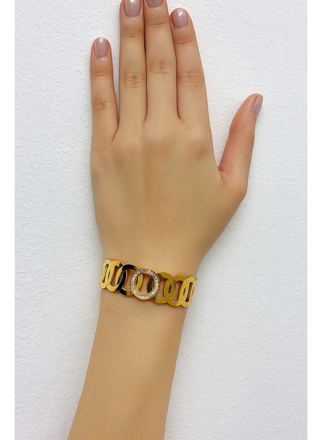 Vbranda Stainless Steel Pure  Gold Crystal Bracelet BR-14 